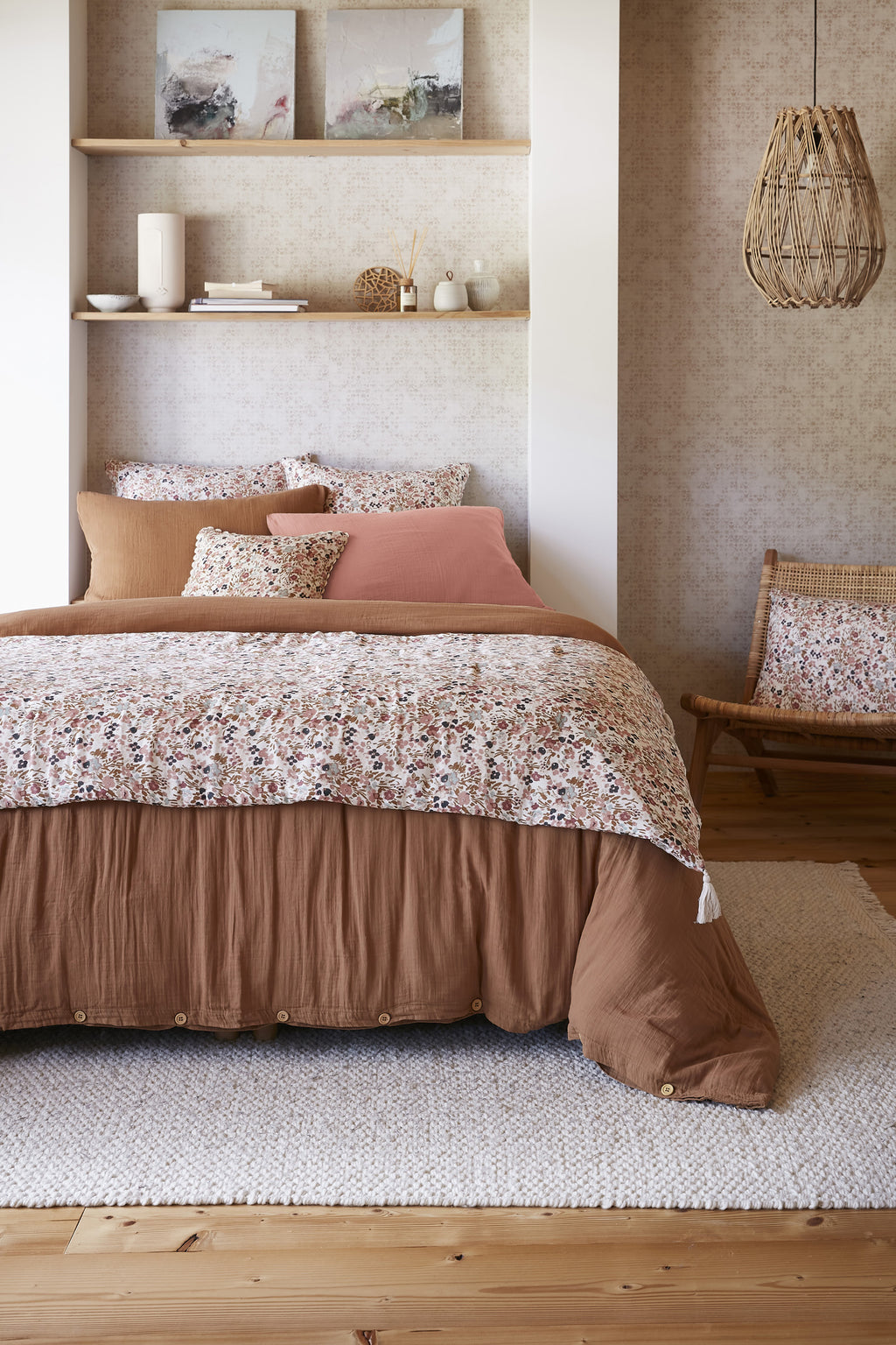 Extremo de Cama - Gasa de Algodón - Capuchina - Pampa