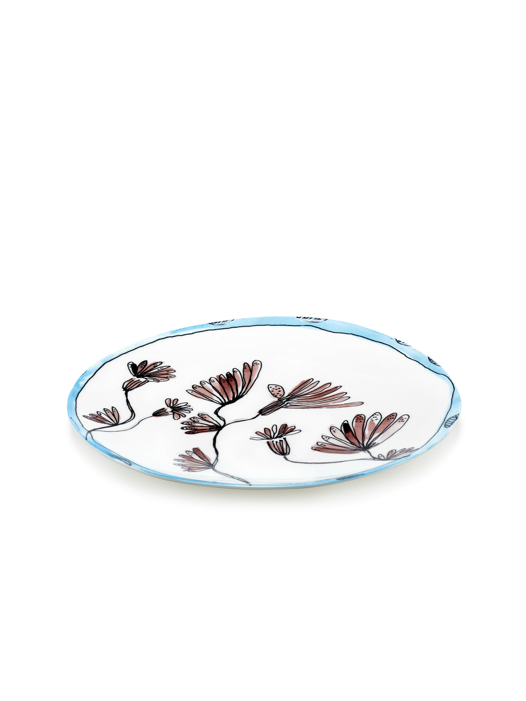 Midnight Flowers - Lot De 2 Plats De Service - S - Porcelaine Bone China - Camelia Aubergine