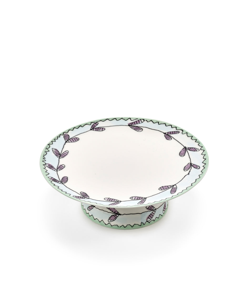 Midnight Flowers - Plat À Gâteau - L - Porcelaine Fine Bone China - Blossom Milk