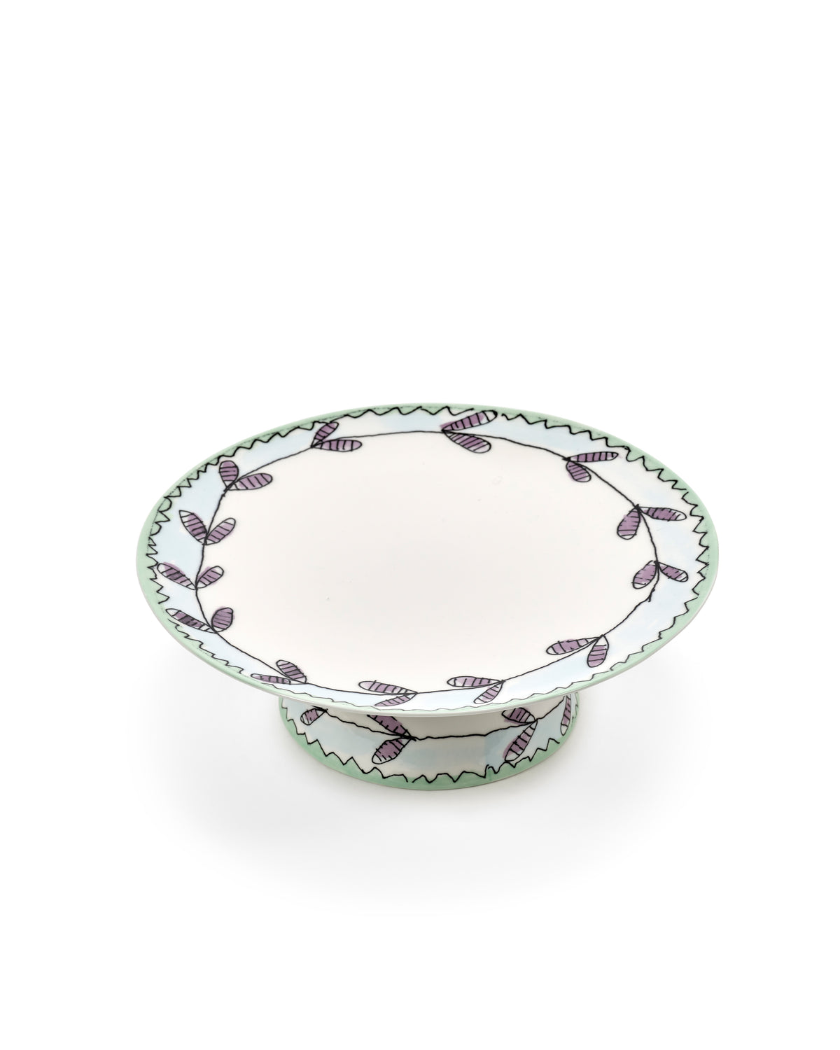 Midnight Flowers - Plat À Gâteau - L - Porcelaine Fine Bone China - Blossom Milk
