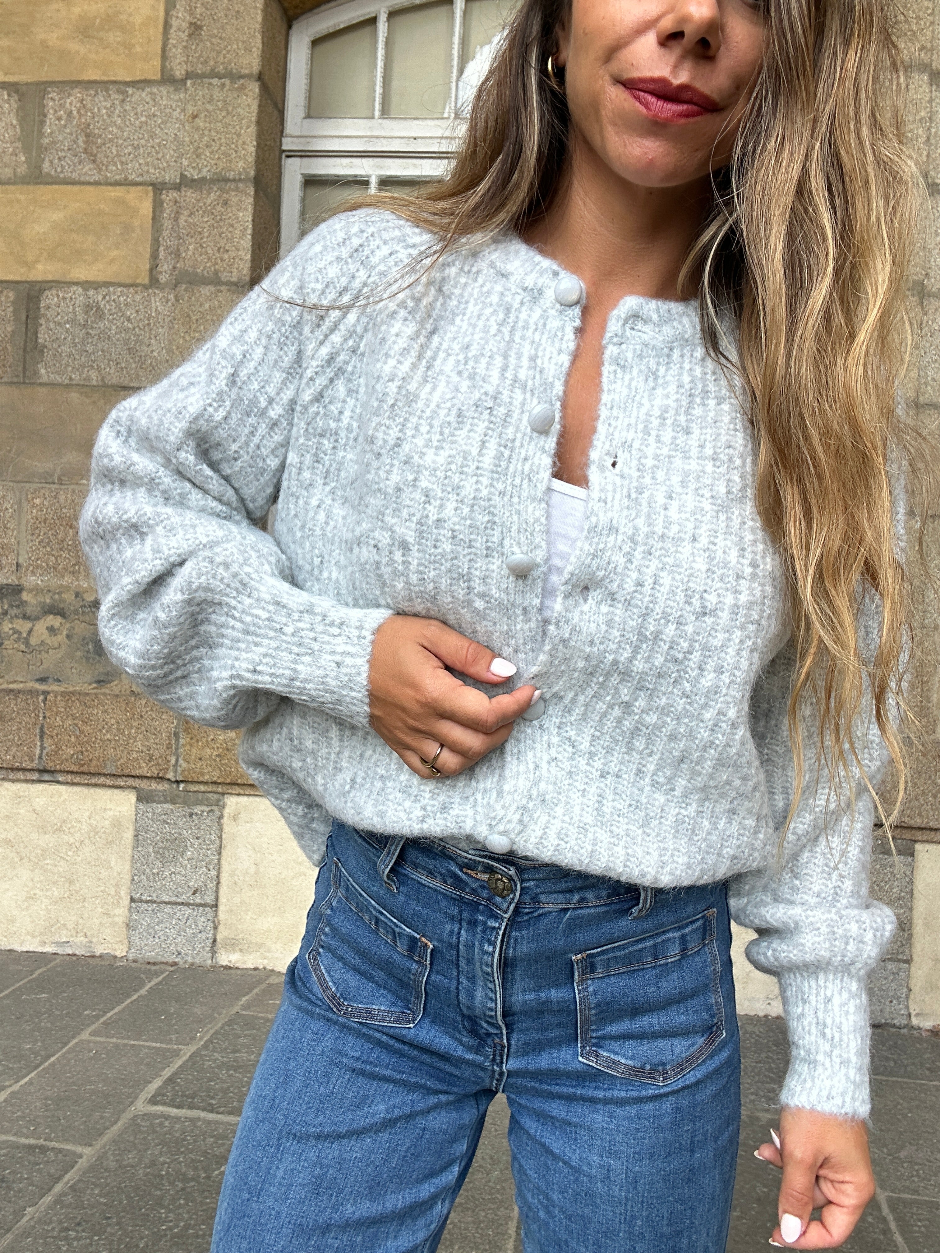 Irène light grey cardigan