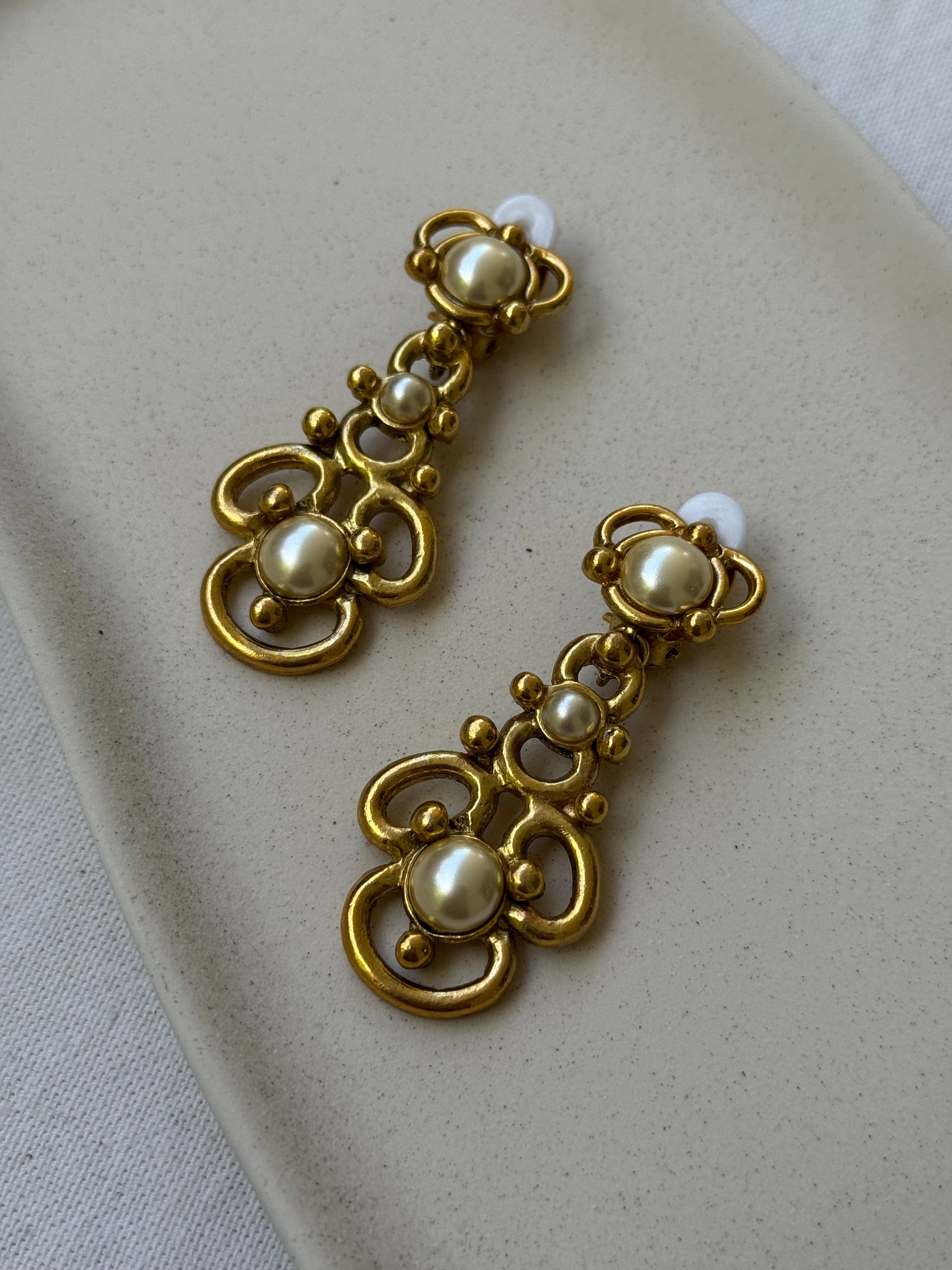 Boucles D’Oreilles Sonia Rykiel Vintage - Perles Fantaisies Pendantes