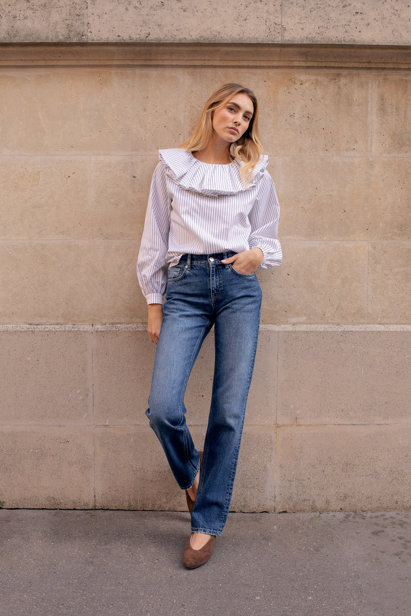 Le Segur Striped Blouse - Chocolate