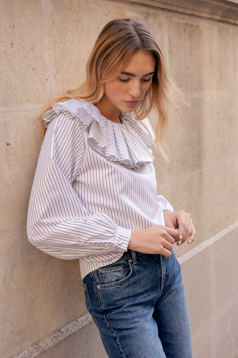 Le Segur Striped Blouse - Chocolate