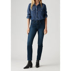 Jeans Dritti a Vita Alta Levi's 724 Blu Scuro