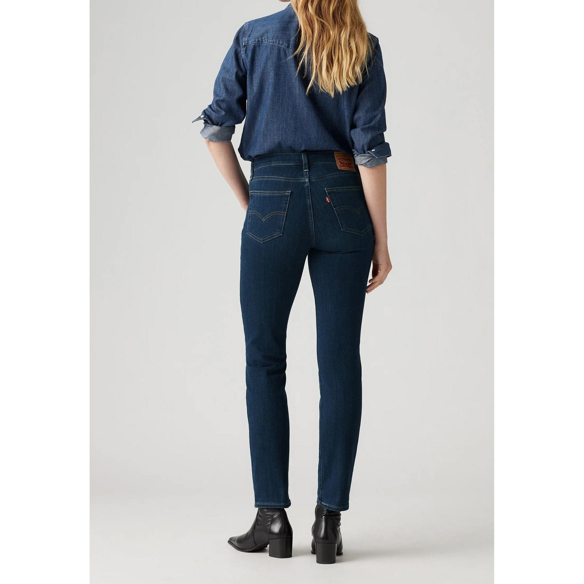 Jeans Dritti a Vita Alta Levi's 724 Blu Scuro