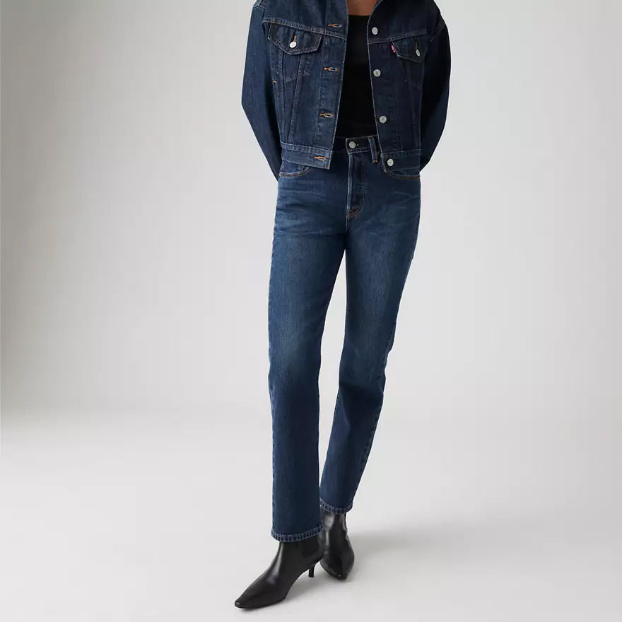 Jeans Dritti a Vita Media Levi's 501 Blu