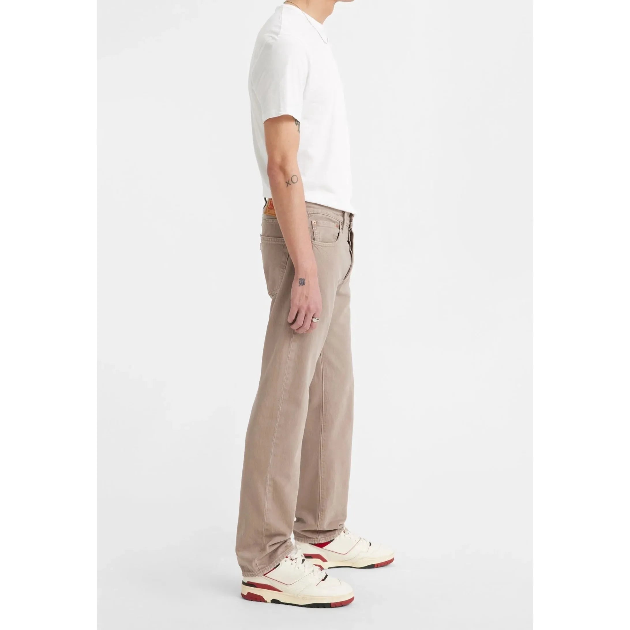 Jeans Dritti a Vita Media Levi's 501 Beige