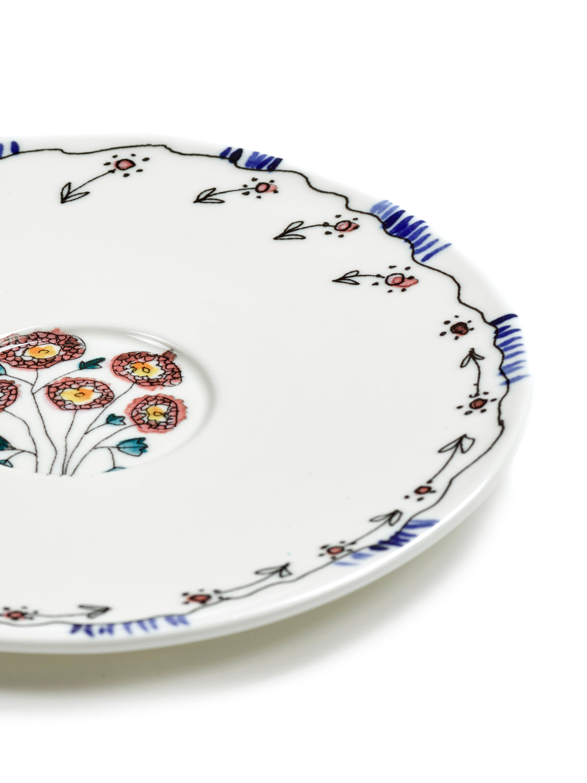 Midnight Flowers - Lot De 2 Soucoupes Pour Tasse À Thé - Porcelaine Bone China - Anemone Milk