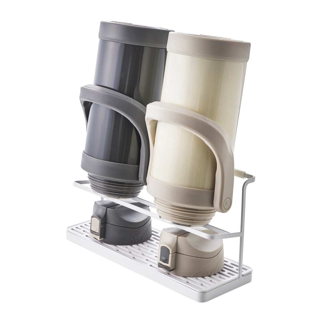 Supporto per asciugare bottiglie con vassoio - Tower - Bianco
