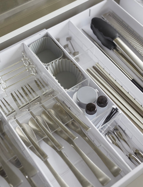 Range-Couverts Extensible Avec Compartiments Inclinés - Tower - Blanc