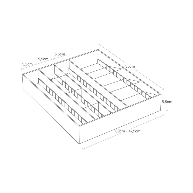 Range-Couverts Extensible Avec Compartiments Inclinés - Tower - Blanc