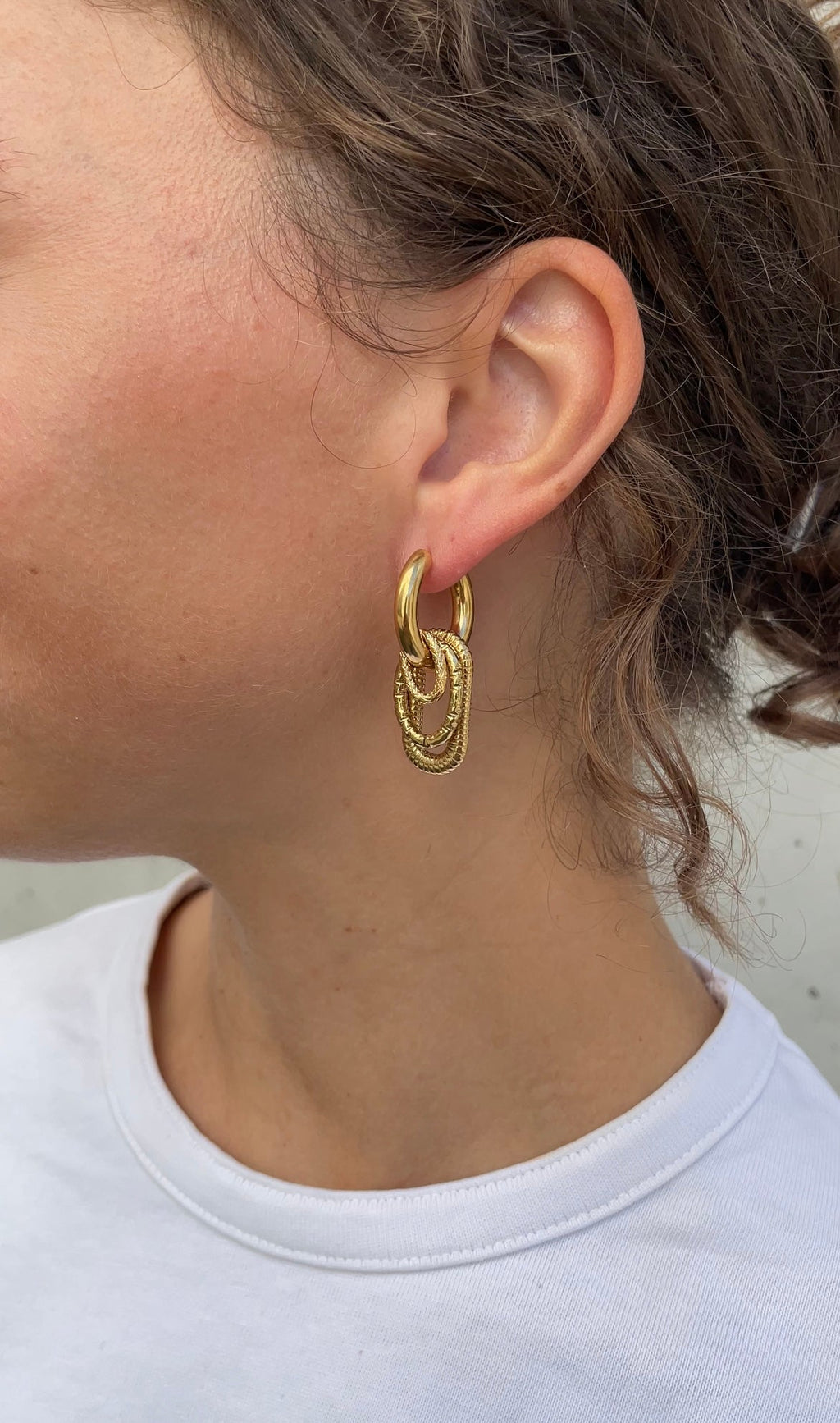Multiple Oval X Hoop Earrings