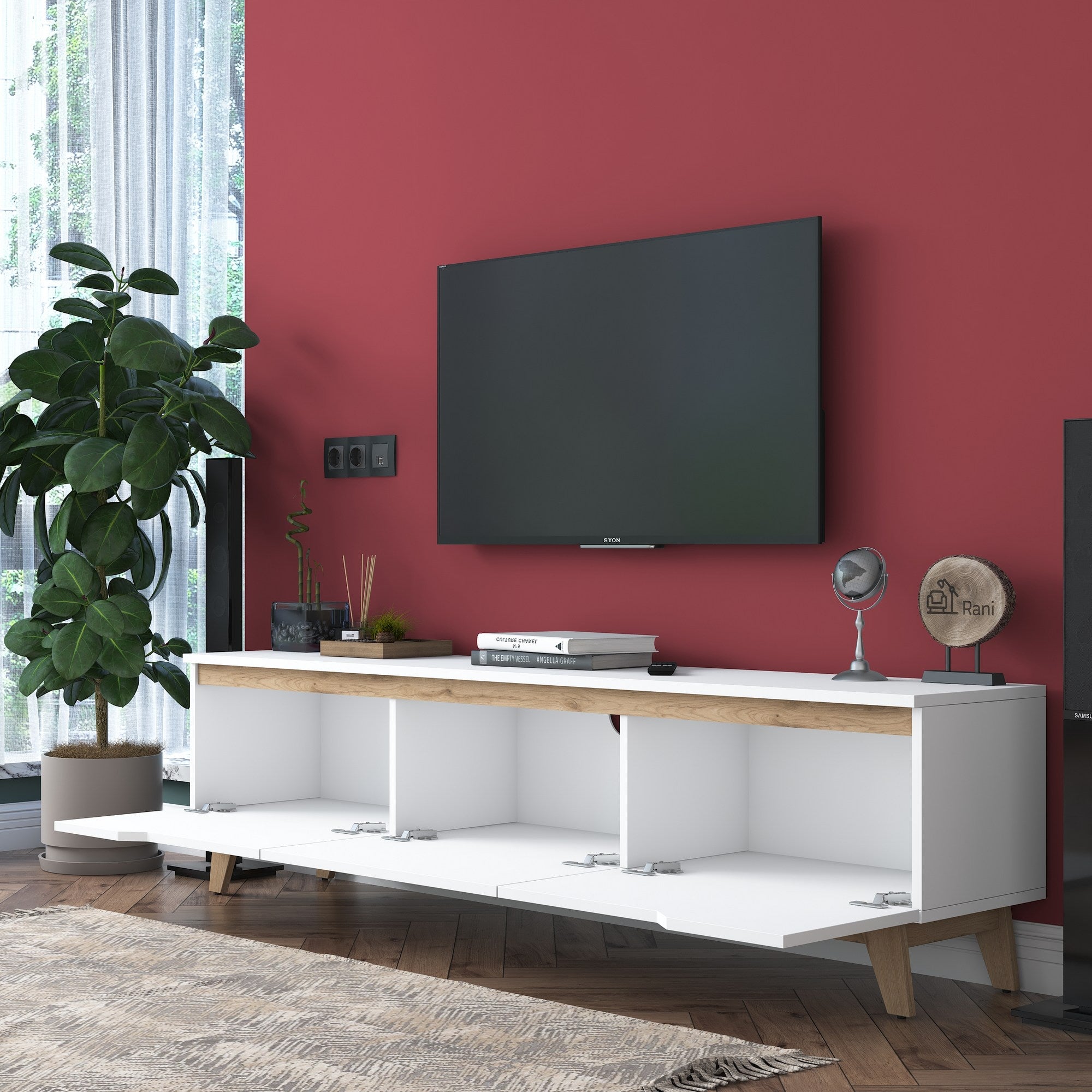 Meubles Tv D1 - Blanc / Noyer