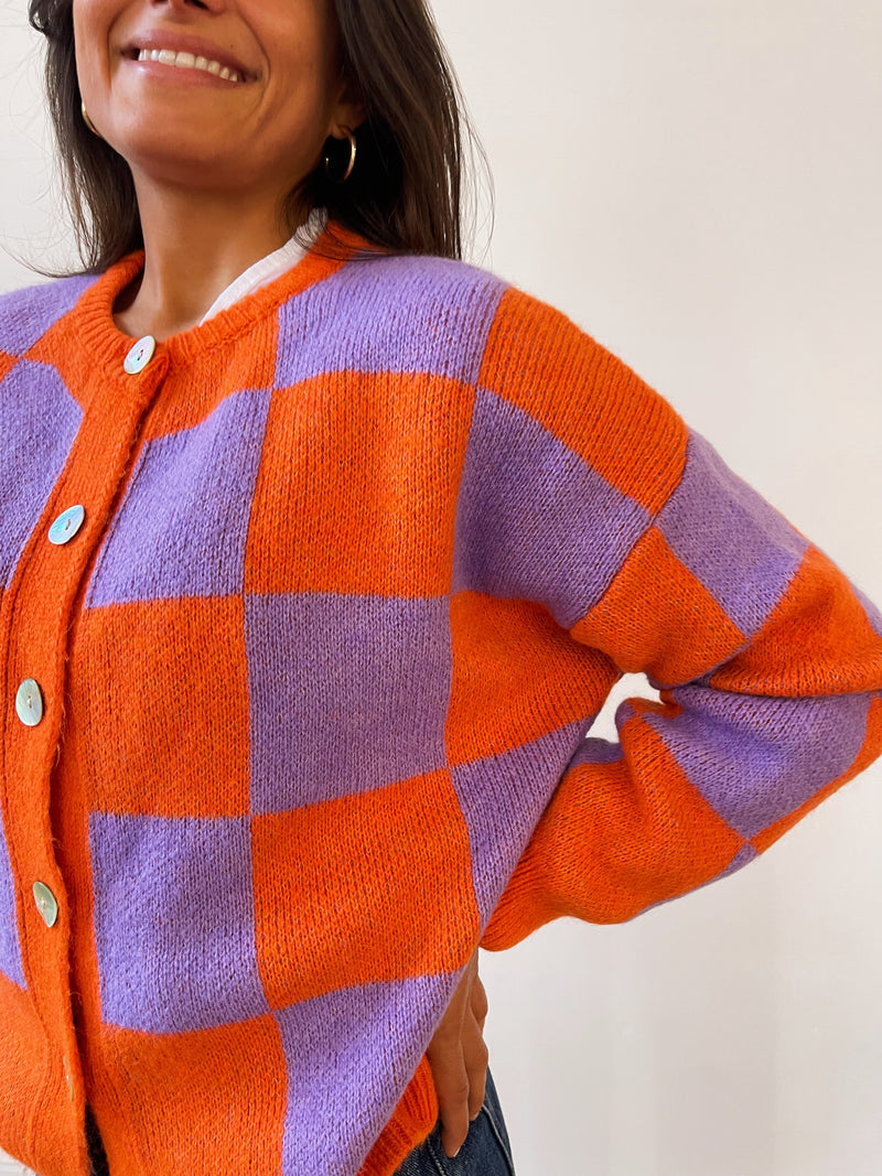 Cardigan Valentina Lavande Et Orange