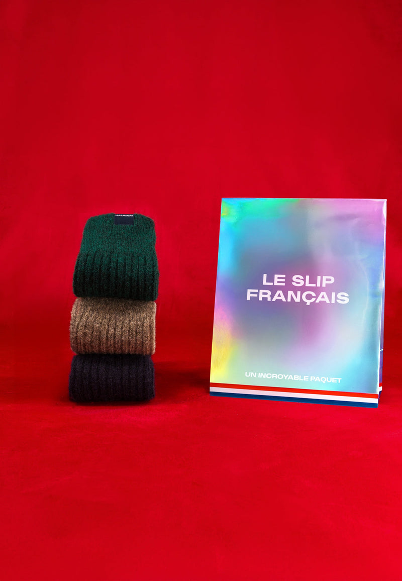 Lot De 3 Chaussettes Mi-Hautes En Mohair - Chaussettes Sapin Camel Marine