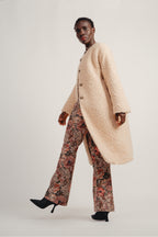 The Randy Trousers In Red Flowers Carpet Velvet