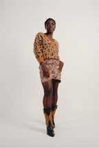 The Harry Mini Skirt in Red Flower Carpet Velvet