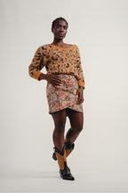 The Harry Mini Skirt in Red Flower Carpet Velvet