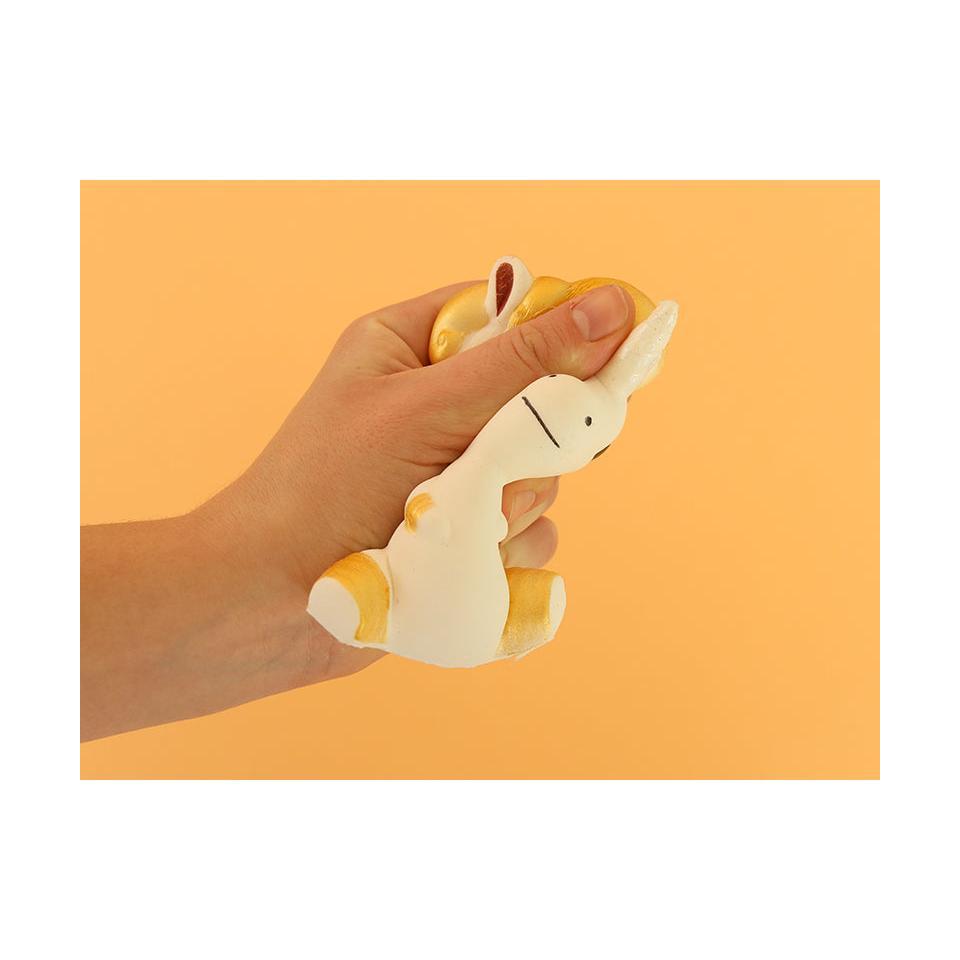 Gros Squishy Licorne Blanche Et Dorée