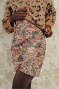 The Harry Mini Skirt in Red Flower Carpet Velvet