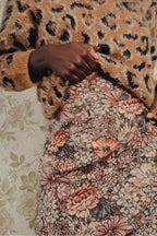 The Harry Mini Skirt in Red Flower Carpet Velvet