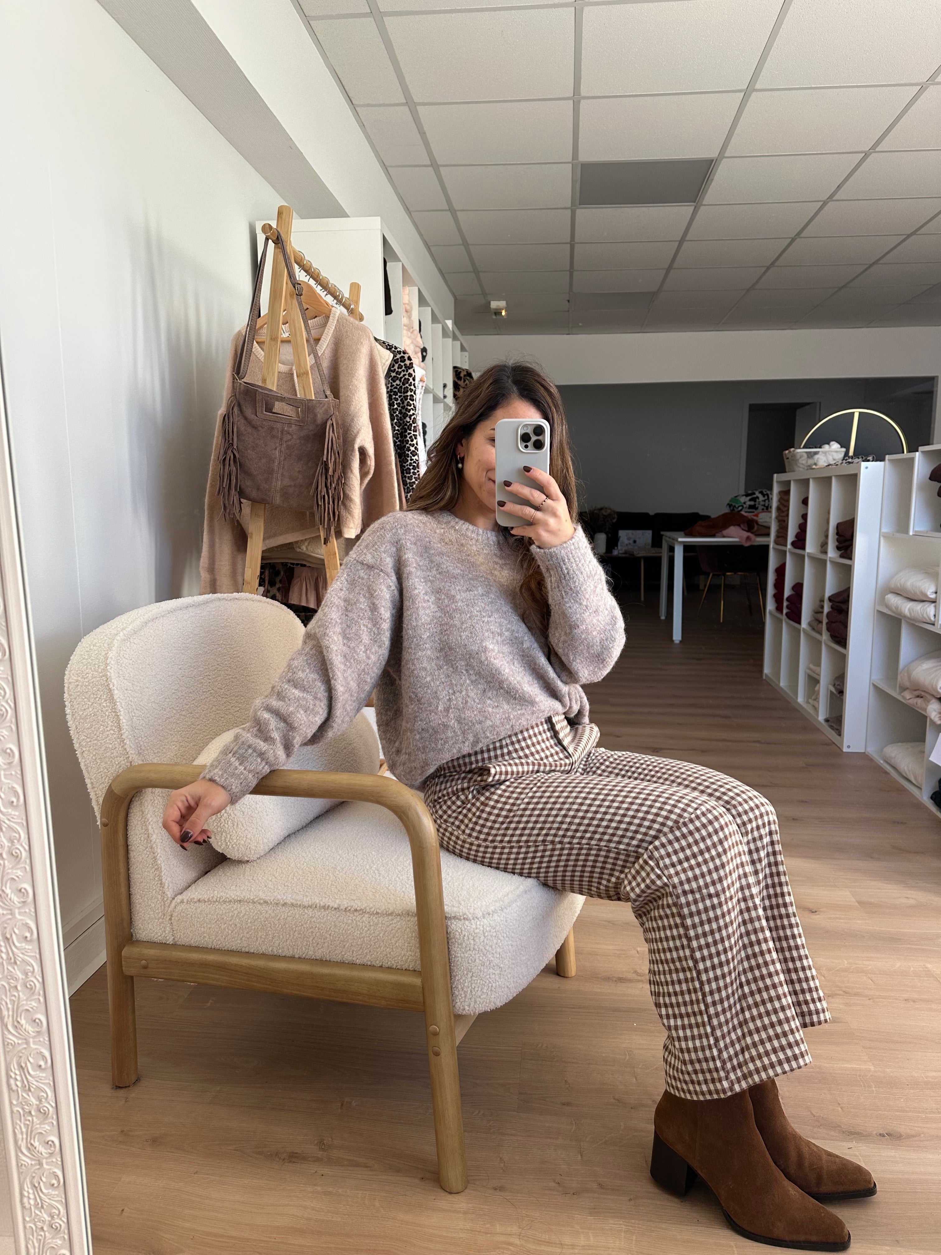 Camel Vichy Check Trousers