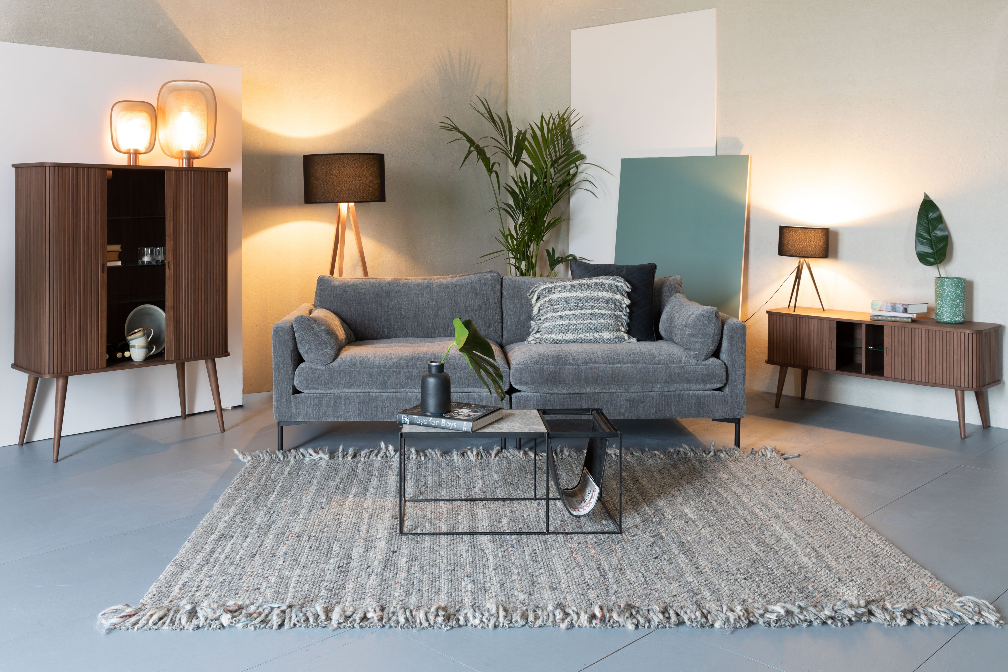 Frills - Rectangular Rug - Wool - Grey/Blue
