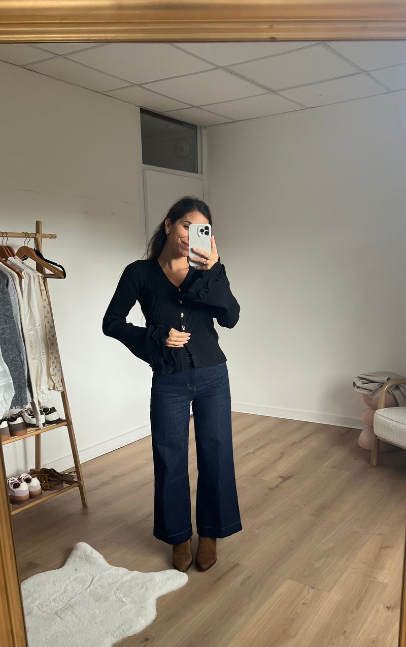 Gilet Côtelé Noir Anna