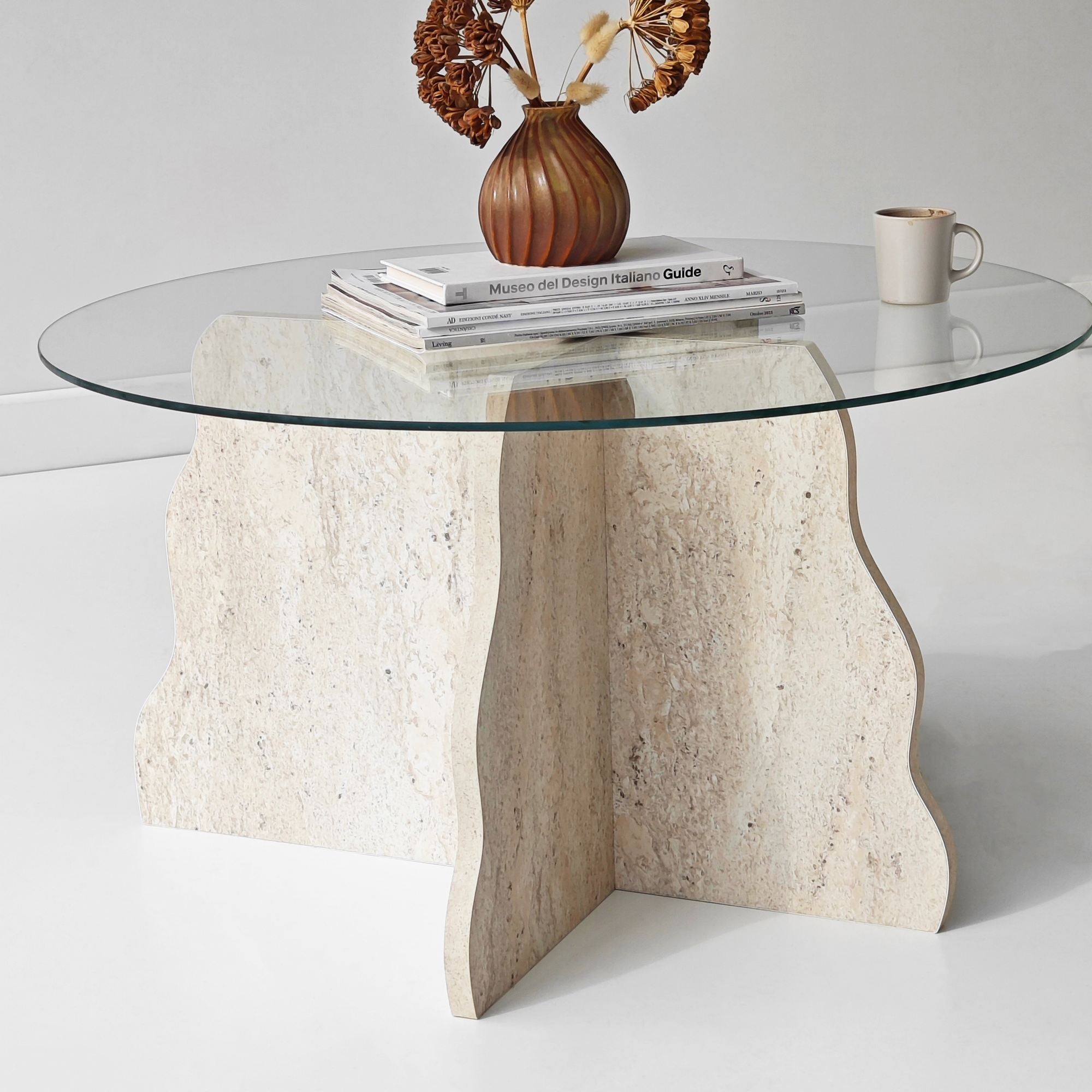 Tables Basses Butterfly - Travertin / Transparent