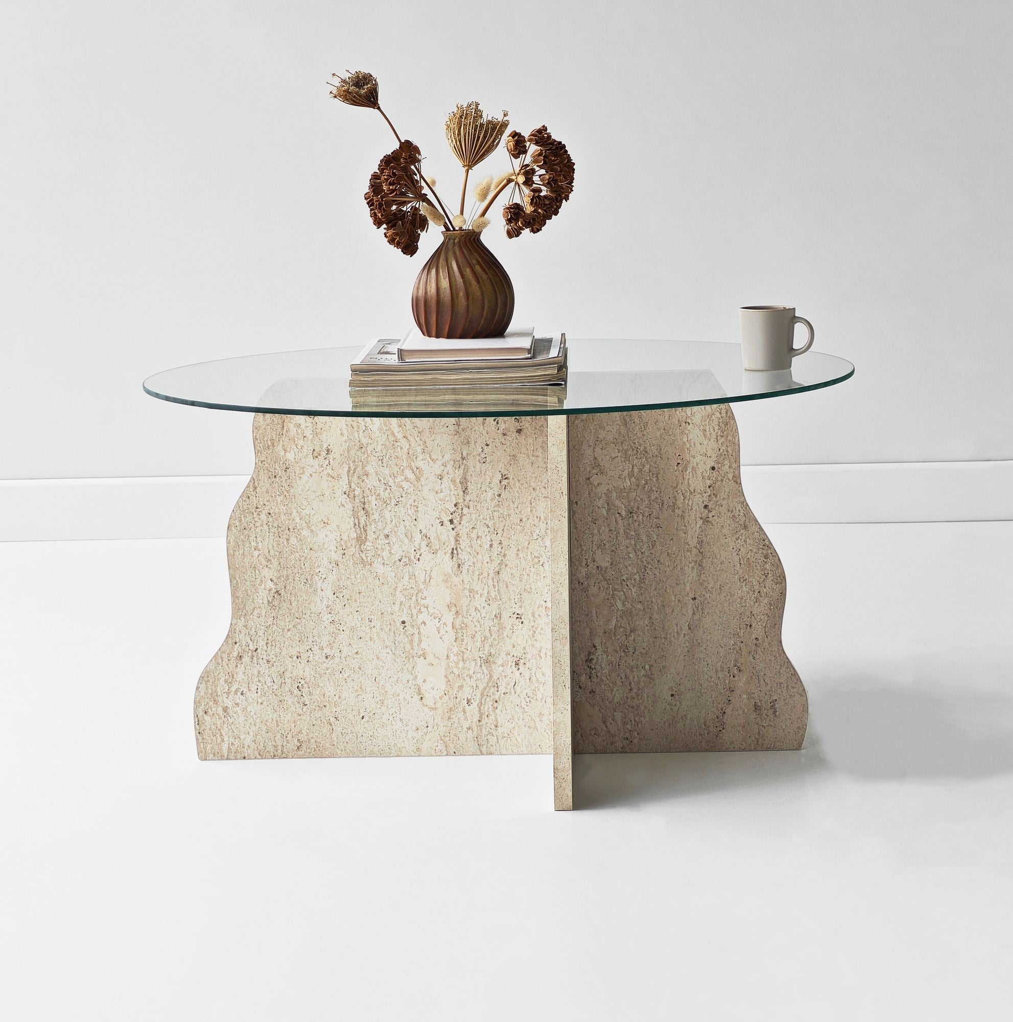 Tables Basses Butterfly - Travertin / Transparent