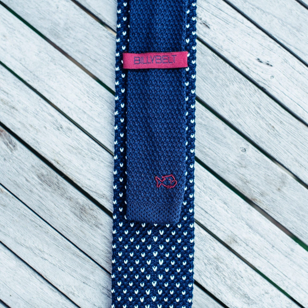 Corbata De Algodón - Marino Y Blanco