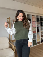 Pull Sans Manches Kaki Adèle
