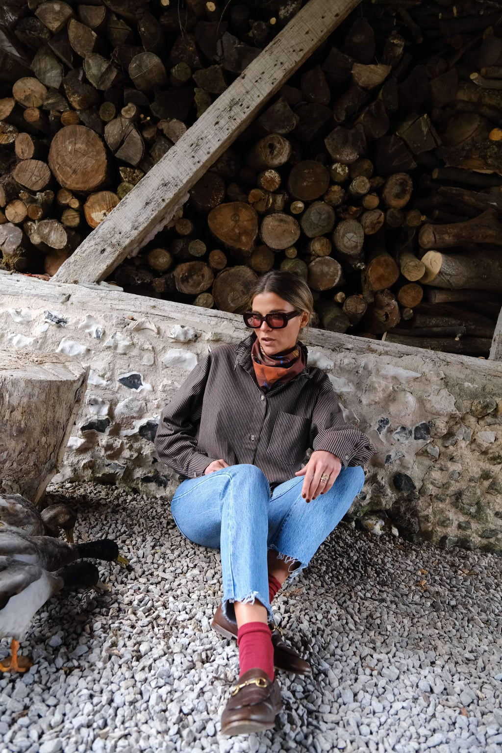 Lou Brown Stripe Overshirt