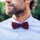 Noeud Papillon En Coton - Bordeaux Et Bleu