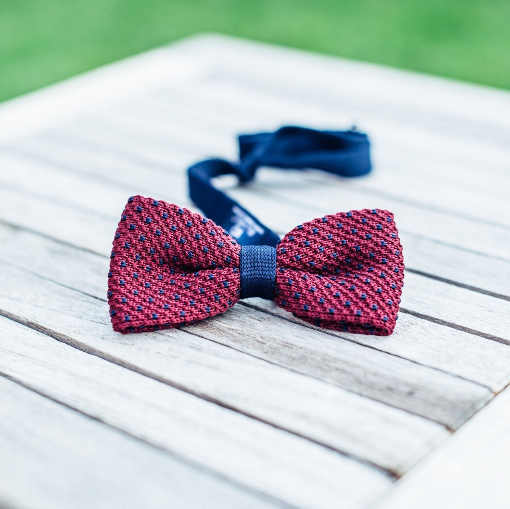 Cotton Bow Tie - Burgundy and Blue