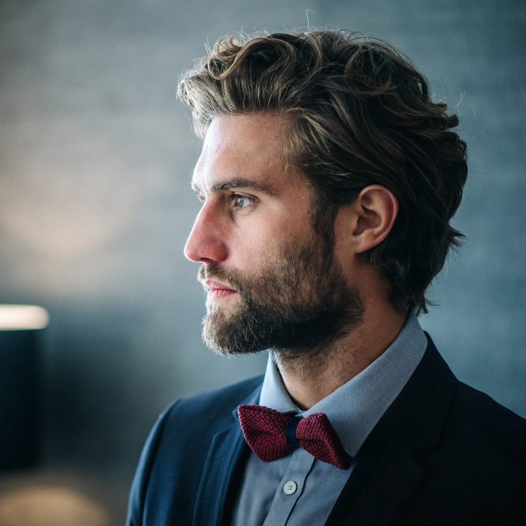Cotton Bow Tie - Burgundy and Blue