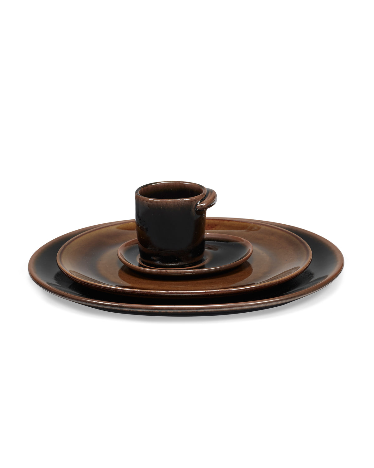 Out Of Lines - Lot De 2 Tasses À Expresso Sans Anse - Grès - Noir Brun