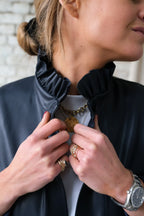 Lou Faux Leather Overshirt Navy