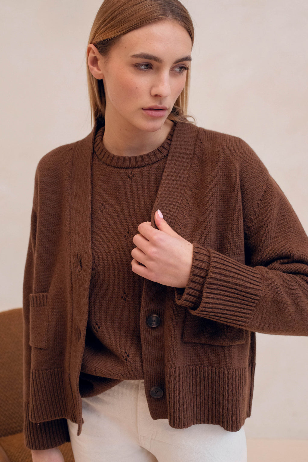Le Vivaldi Knitted Sweater - Medium Brown