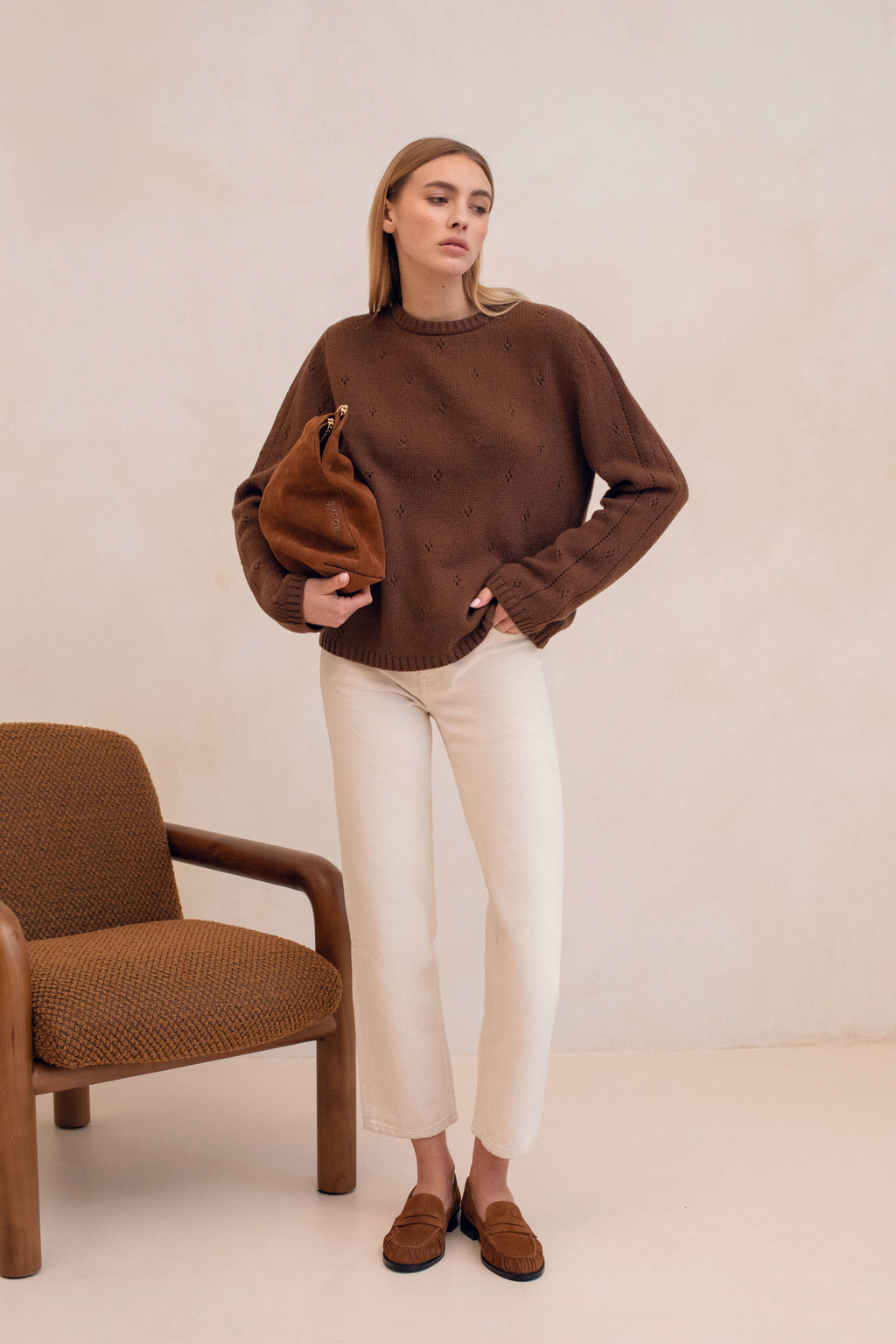 Le Vivaldi Knitted Sweater - Medium Brown