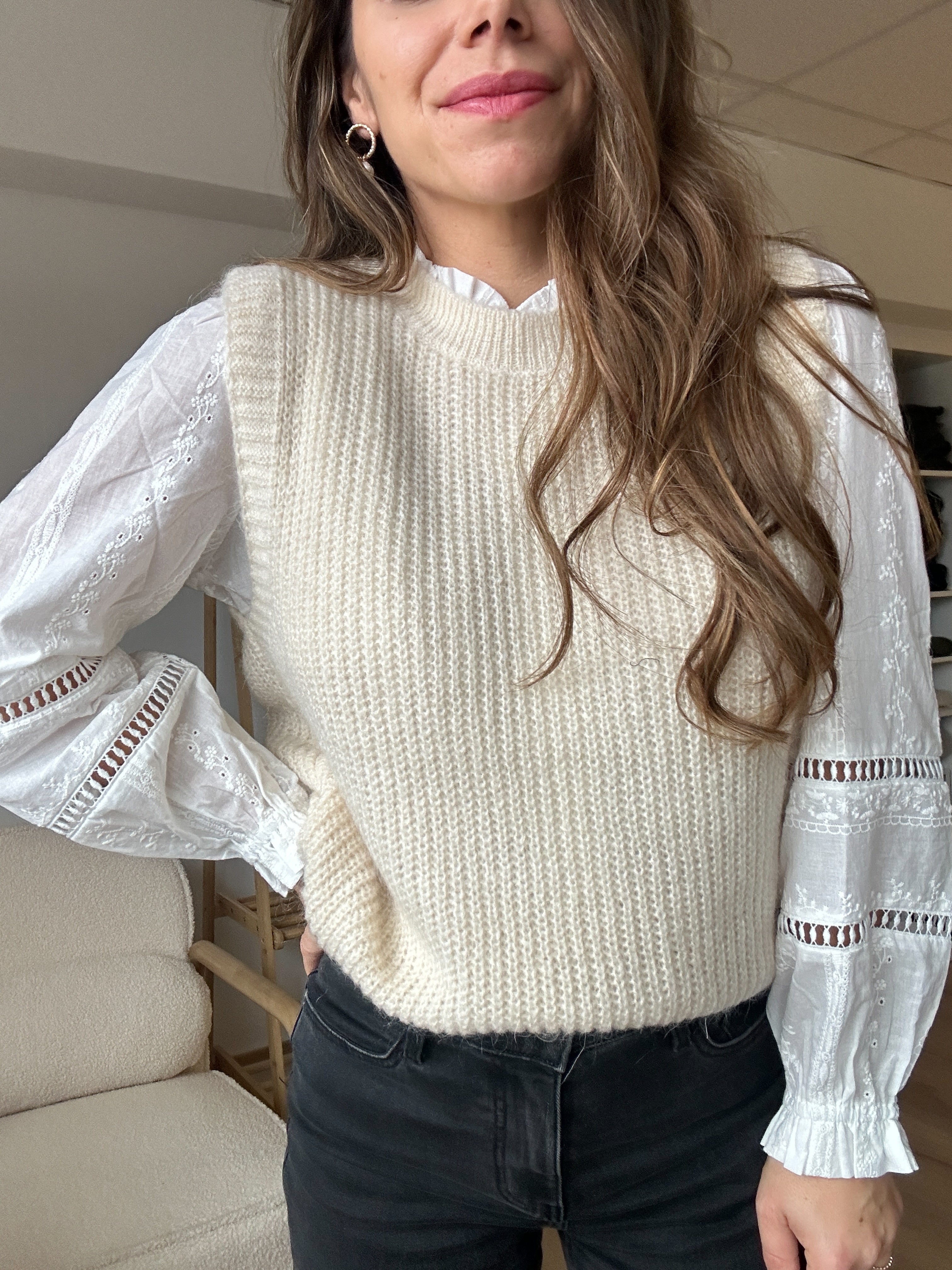 Adèle Ivory Sleeveless Sweater
