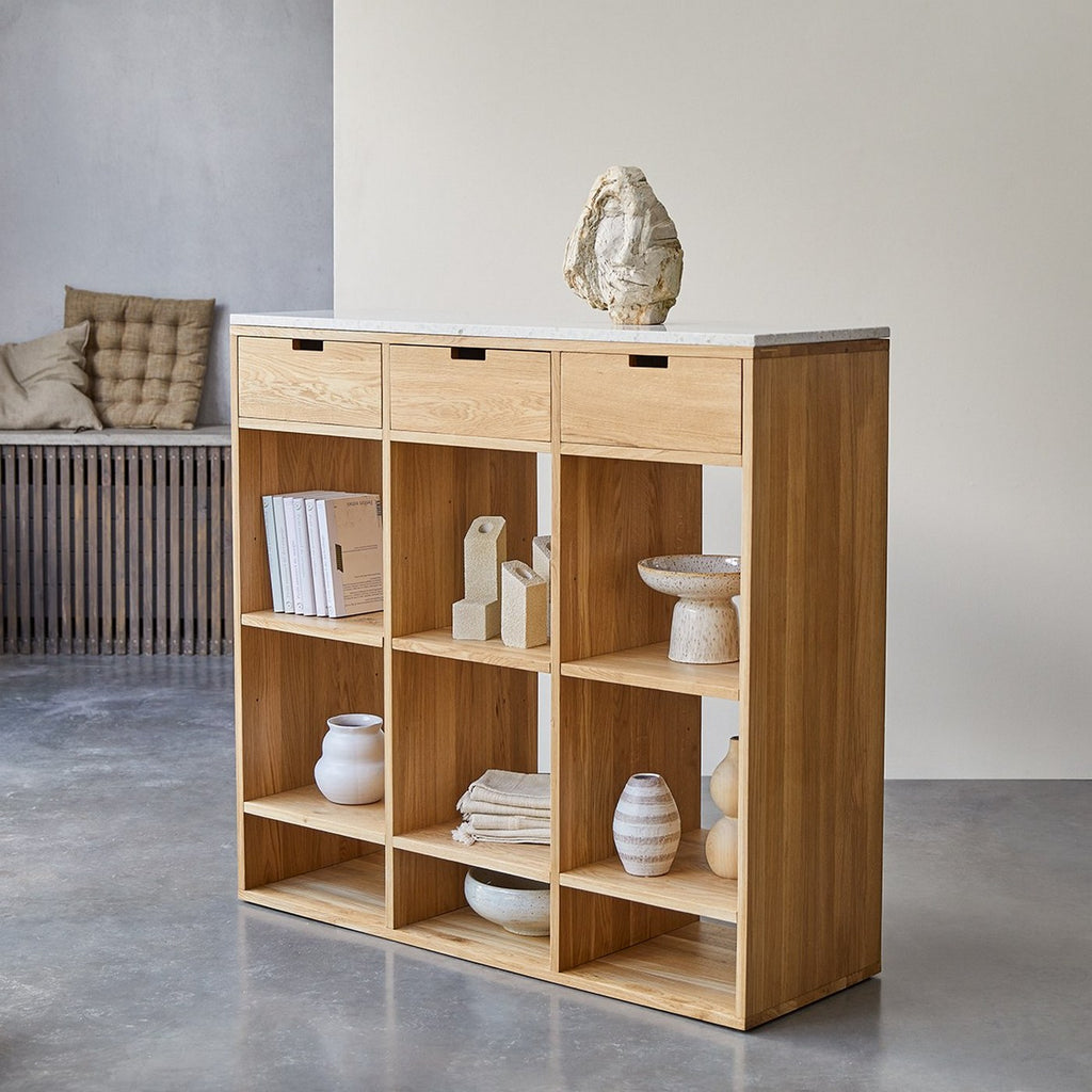 Miho - Bibliothèque Basse - Chêne - Blanc