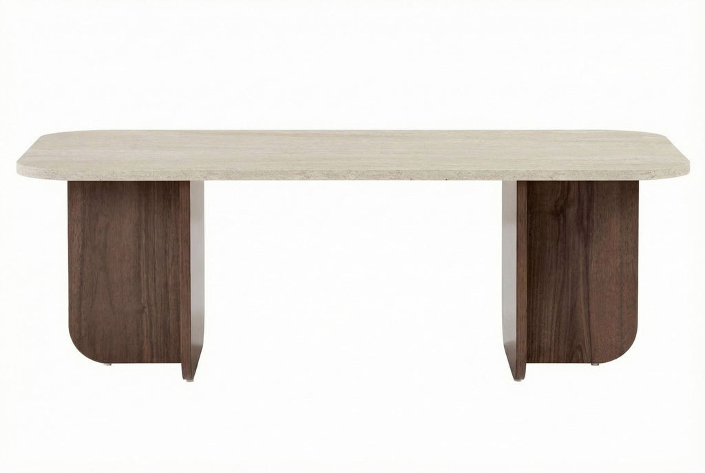 Akira - Coffee Table - Travertine/Venezia Walnut