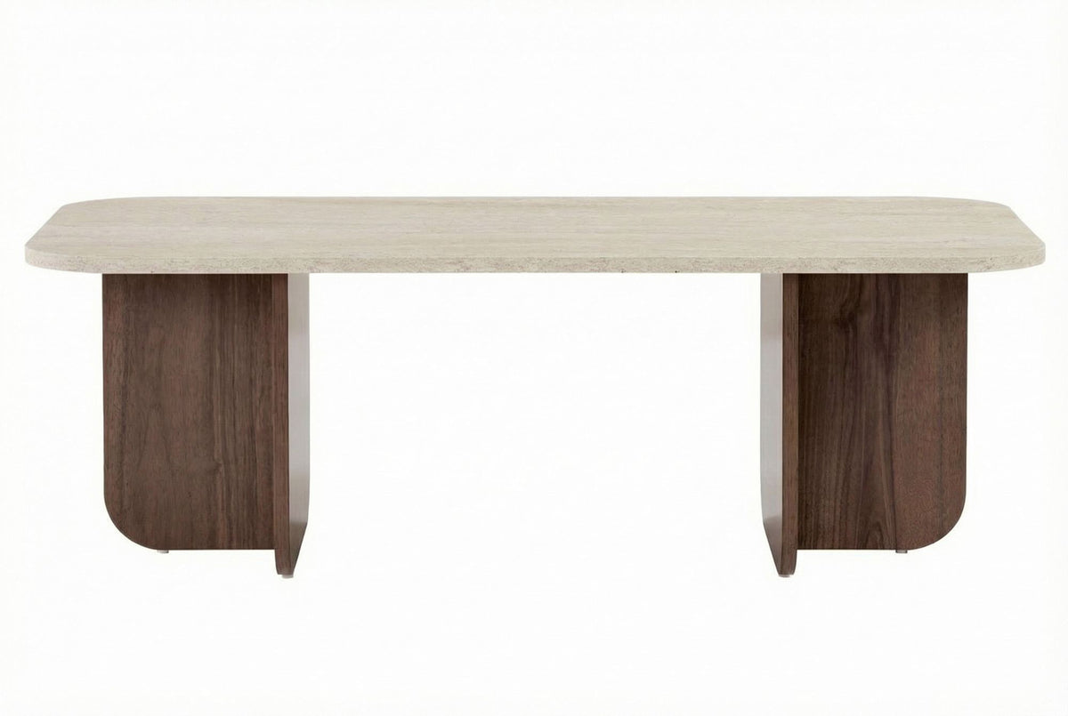 Akira - Coffee Table - Travertine/Venezia Walnut