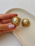 Boucles D’Oreilles Vintage - Cabochons Perles Nacrées