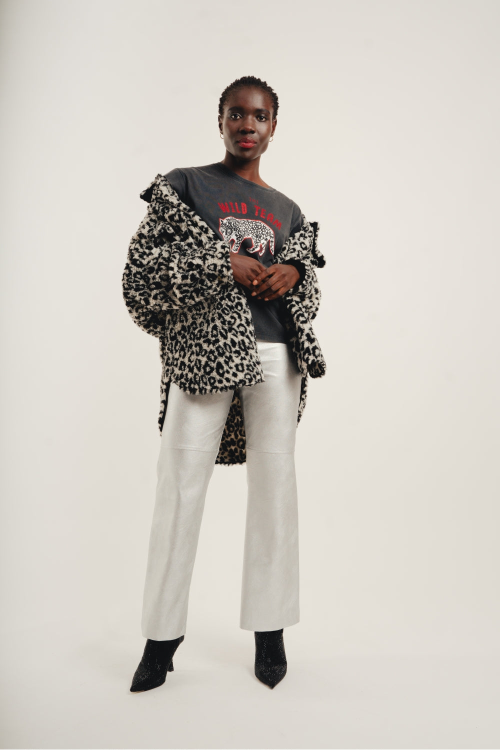 Pantalones con efecto de piel y metal plateado The Rodney