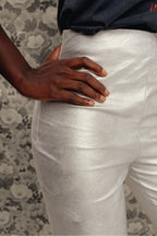 Pantalones con efecto de piel y metal plateado The Rodney