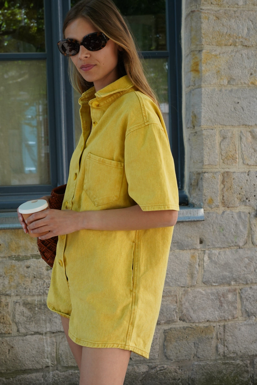 Chloé Denim Playsuit Yellow