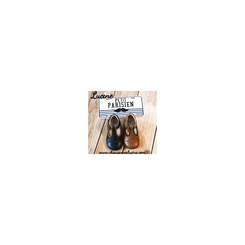 Baby Shoes Ankle Boots with Mary Jane Buckle - Camel Leather - Unisex